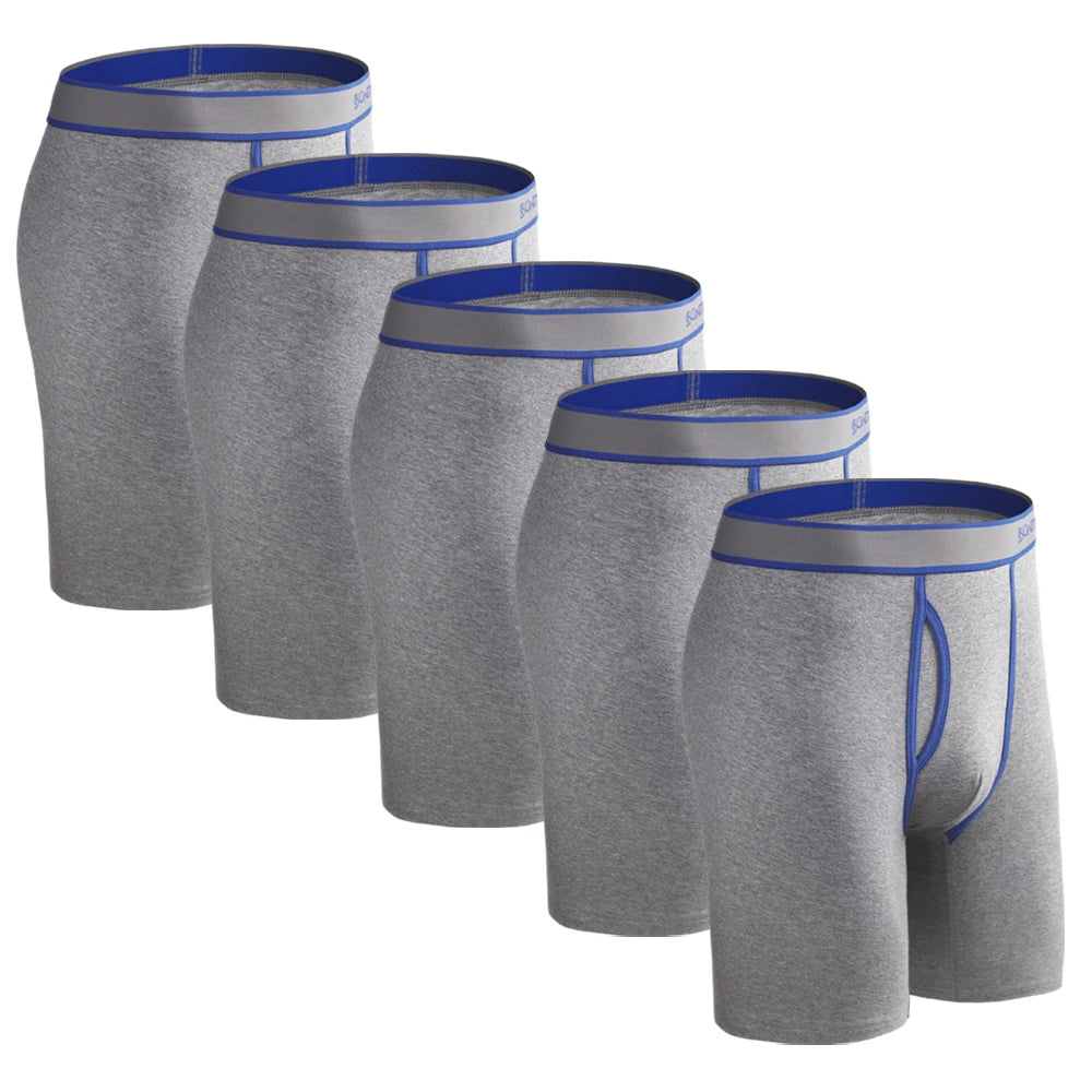 5pcs Long Boxer Mens Boxer Shorts Men Underwear Cotton Brand for Mens Underware Boxers Sexy Boxershorts Underpants Under Wear