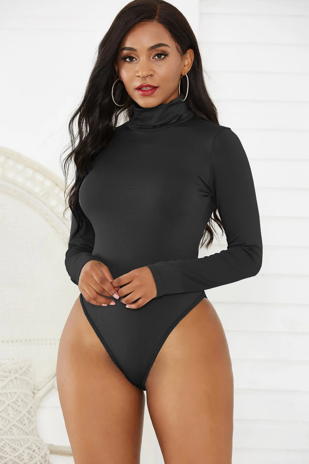Winter Sexy Long Sleeve High Neck Slim Bodysuit Undershirt 2022 Women's Solid Color Tight Playsuits Jumpsuit - My Store