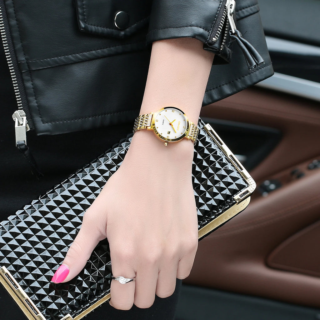 Women Watch Custom Logo Quartz Watches Japan Movt Stainless Steel Gold Watches for Ladies