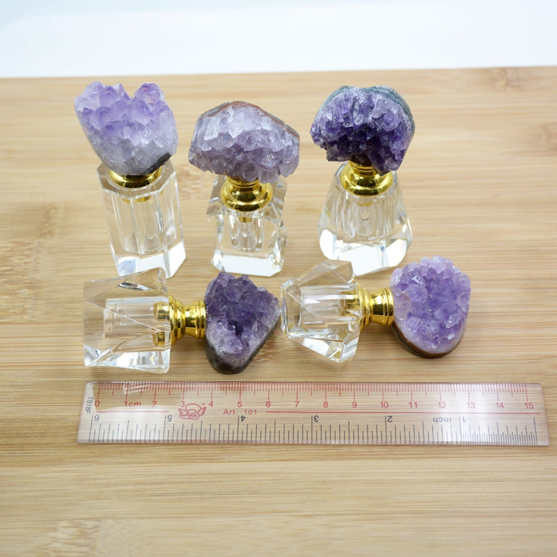 Manufacturer 2ml Natural Gemstone Geode Amethyst White Crystal Perfume Bottle Gemstone Cute Vial Jewelri Jewelry Gift
