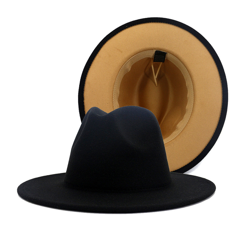 Fedora Hats Women Wholesale Felt Fedora Hats for Men Two Tone Hat Different Color Brim Fedora