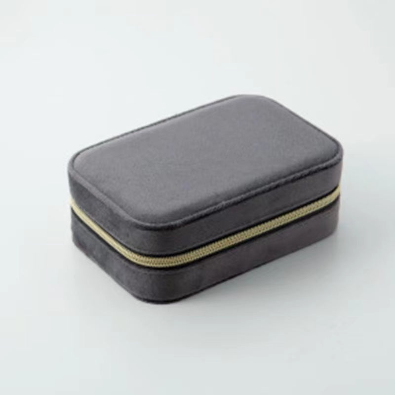 Travel Jewelry Box Ladies Velvet Jewelry Storage Box Zipper Travel Jewelry Organizer