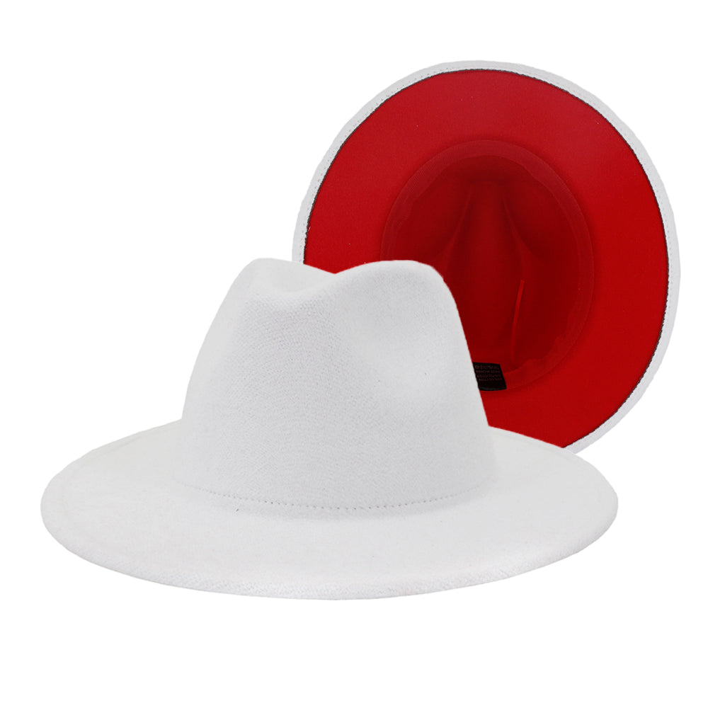 Fedora Hats Women Wholesale Felt Fedora Hats for Men Two Tone Hat Different Color Brim Fedora