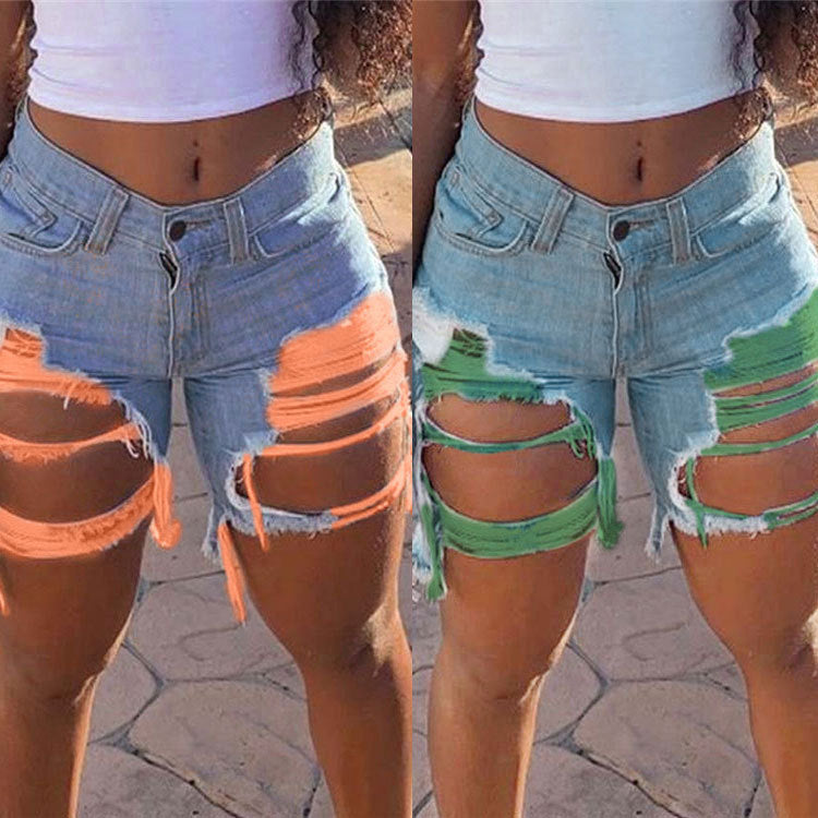 Wholesale Ladies Stylish Plus Size Ripped Women Destroyed Jean Shorts Jeans Pants