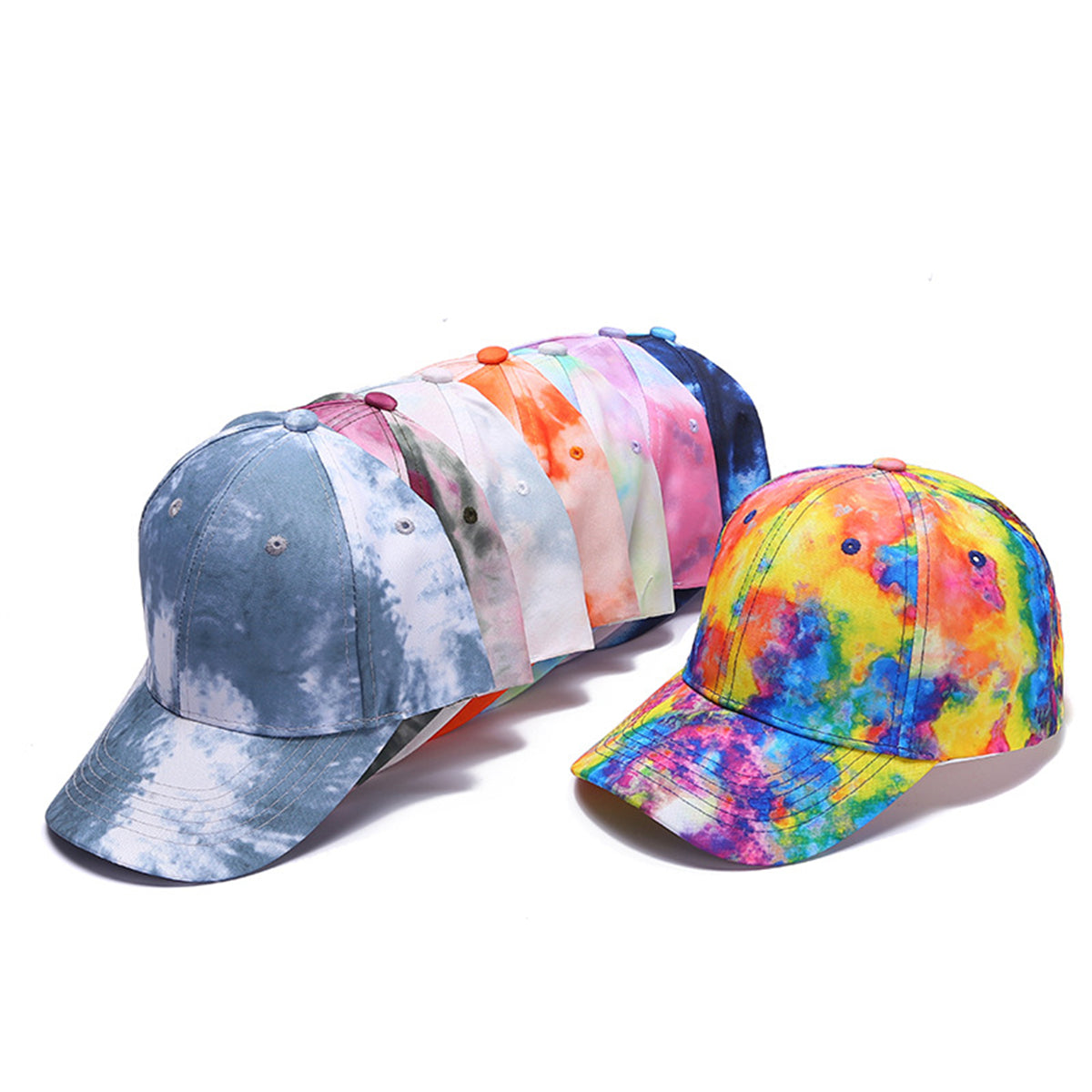 Mens Womens Strapback Hat Multicolor Colorful Rainbow Adjustable Baseball Hats Trucker Hats