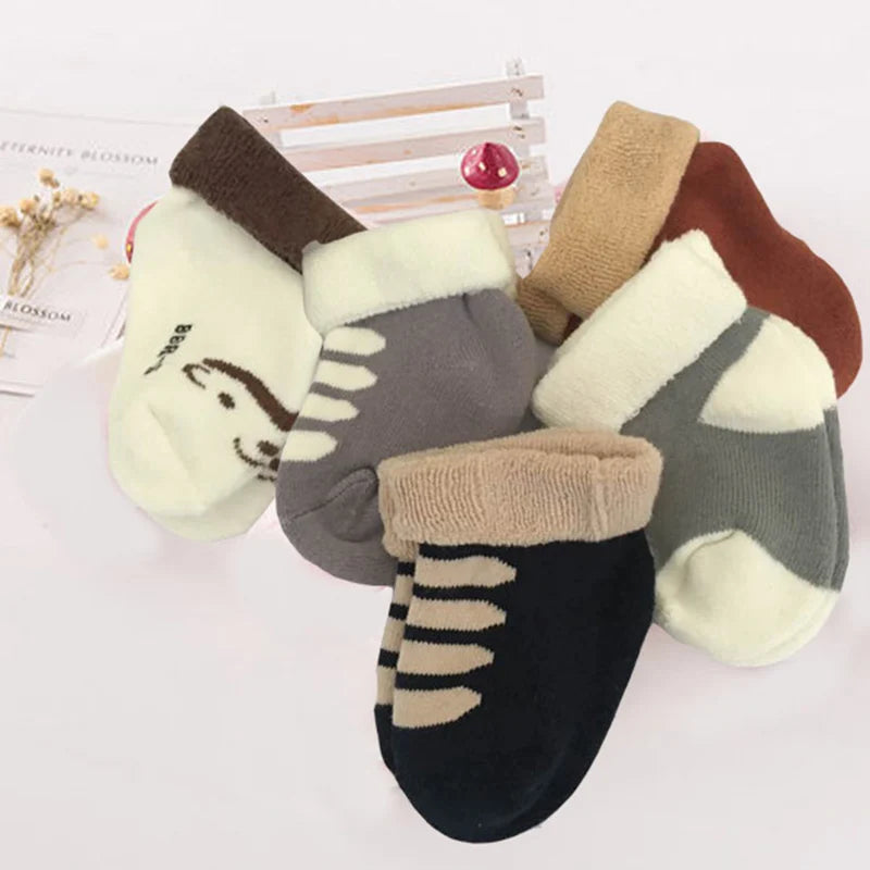5PCS Newborn Baby Socks Unisex Wool Cotton Baby Girl Boy Socks 0-12 Months Baby Accessories