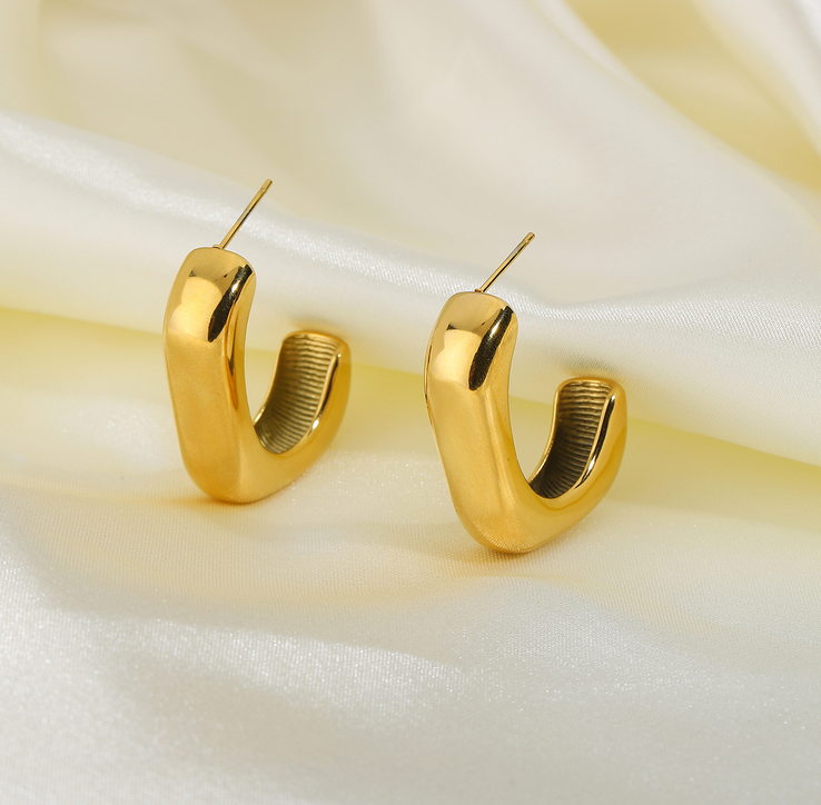 Fashion Statement Stud Earrings Gold Hoops Earring 18k Gold Earrings Jewellery Stainless Steel Jewelry