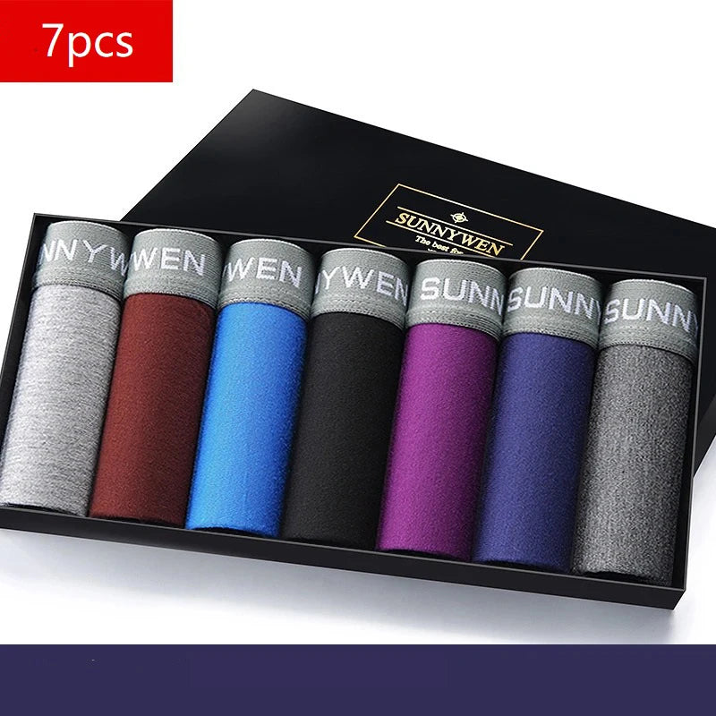 7pcs/Lot  Men Panties Shorts Underwear Boxer Shorts Men's Sexy Underwear High Quality Men's Underwear Pouch