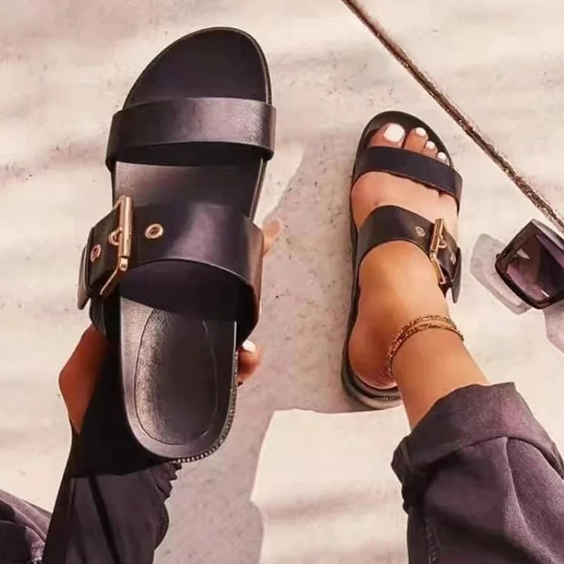 Women Sandals New Platform Summer Slip on Buckle Strap Slippers Fashion Ladies Slides Female Shoes High Heels Slipper
