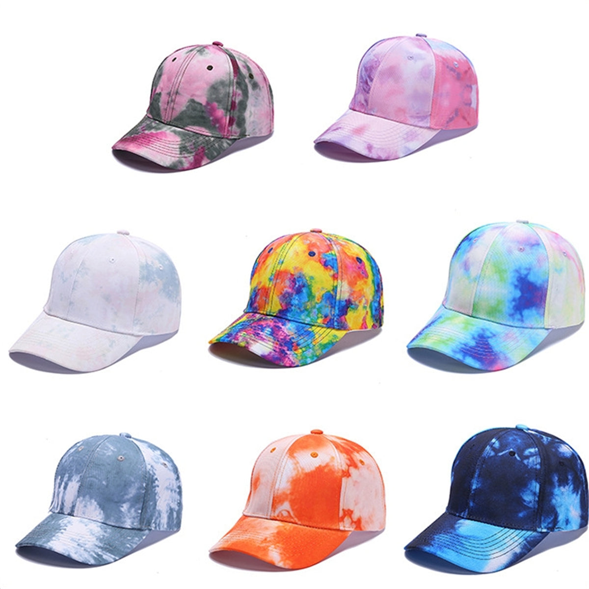 Mens Womens Strapback Hat Multicolor Colorful Rainbow Adjustable Baseball Hats Trucker Hats