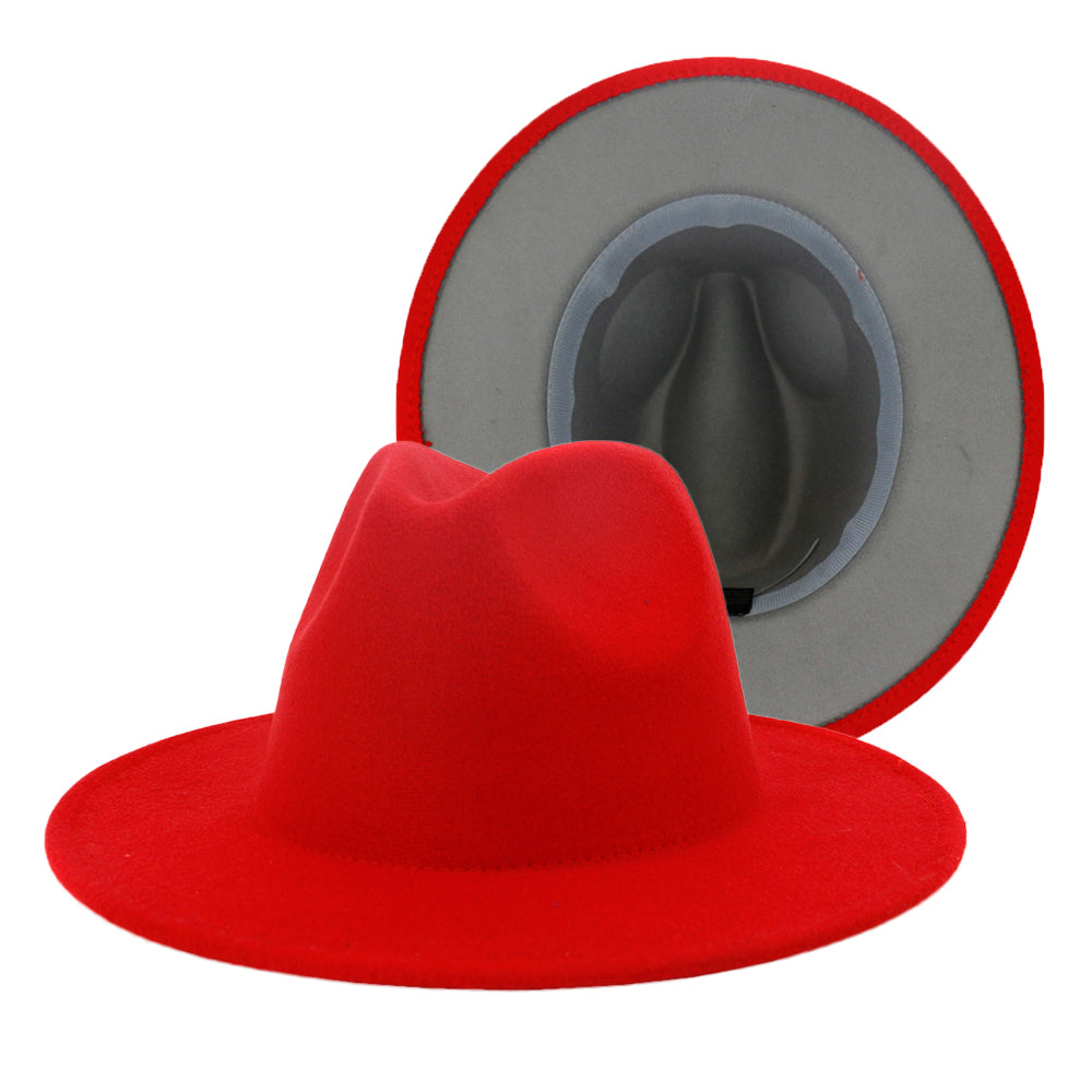 Fedora Hats Women Wholesale Felt Fedora Hats for Men Two Tone Hat Different Color Brim Fedora