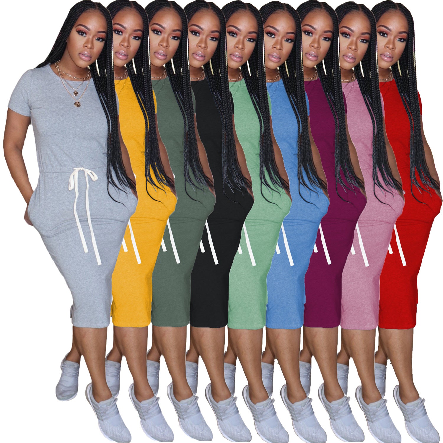 New Arrivals Women Dresses Summer Clothing Casual+Dresses Midi T Shirt Dress