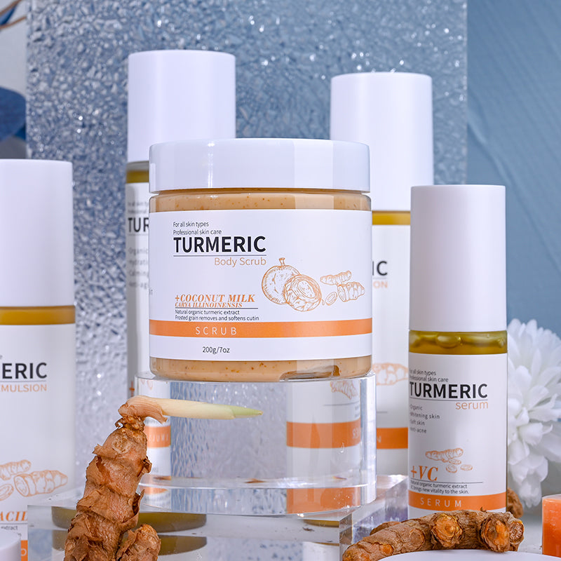 Customize Private Label Skin Care Set Skin Whitening Turmeric Face Set Plants Acne-Aid Skin Care 7 Pcs Gift Set