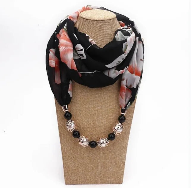 YLWHJJ Multi-Style Decorative Jewelry Necklace Resin Beads Pendant Scarf Women Foulard Femme Head Scarves Hijab Scarfs