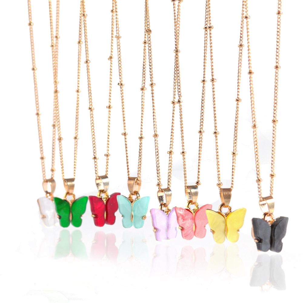 Wholesale Women Fashion Accessories Gold Plated Colorful Girlfriend Gift Butterfly Design Jewelry Women Jewellery Necklace