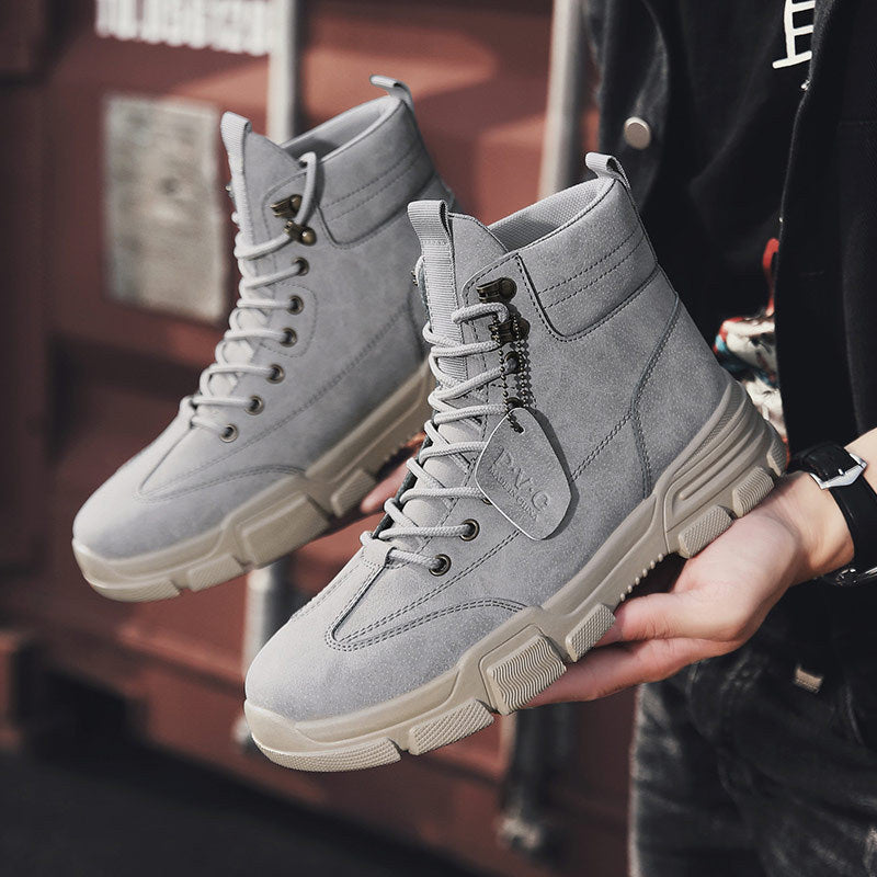 Autumn Winter Men's Rubber Snow Boots Warm Working Lace Up Boot Shoes