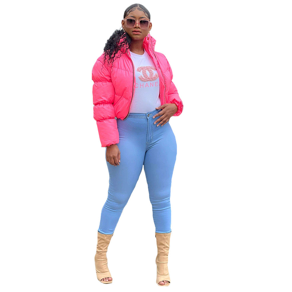 JY032 Winter Bubble Coat Solid Custom Puffer Jacket Fashion Plus Size Women's Coats