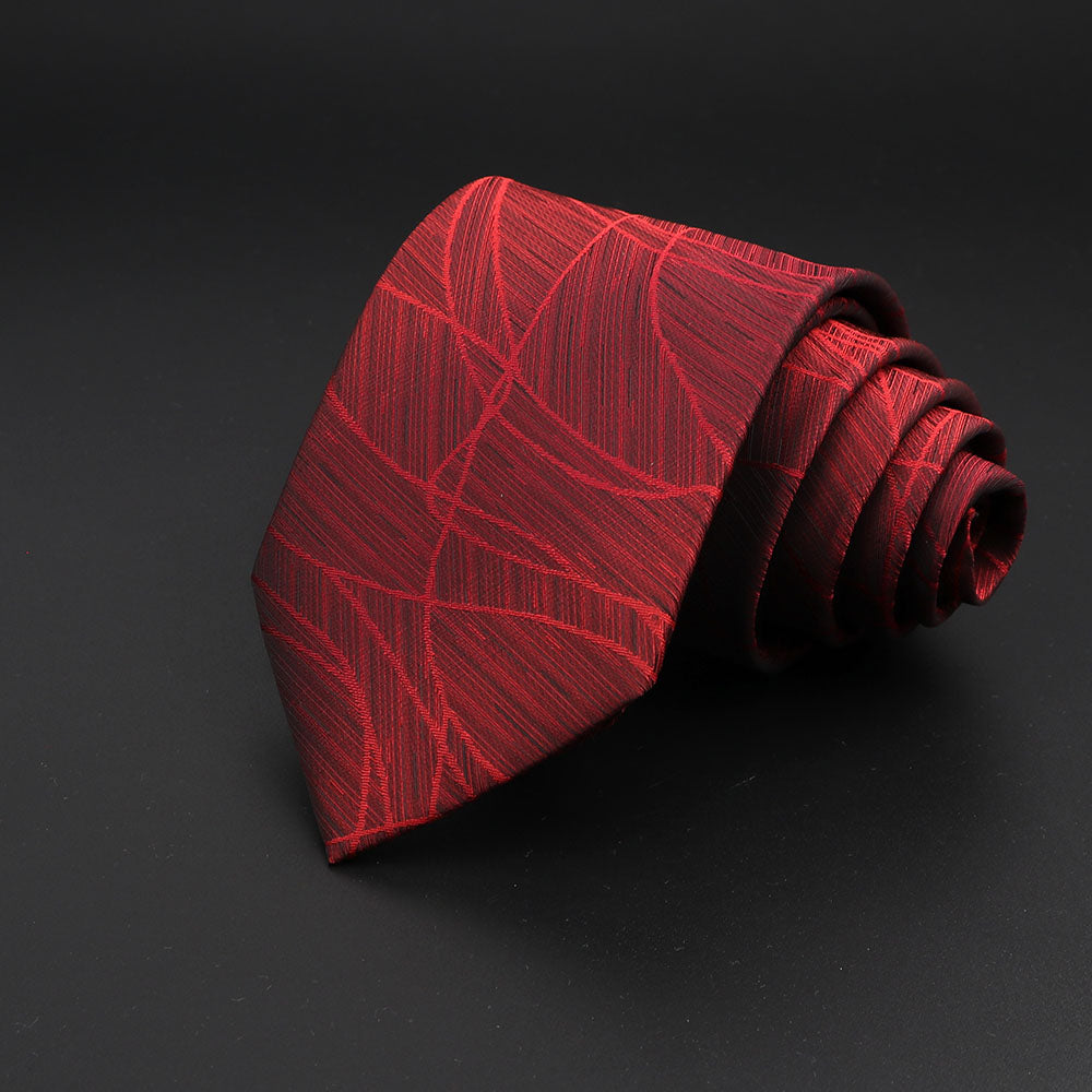 Men's Fashion Neckties Classic Stripe Red Navy Blue Business Formal Wedding Ties Jacquard Woven Solid Tie Polka Dots Neck Ties