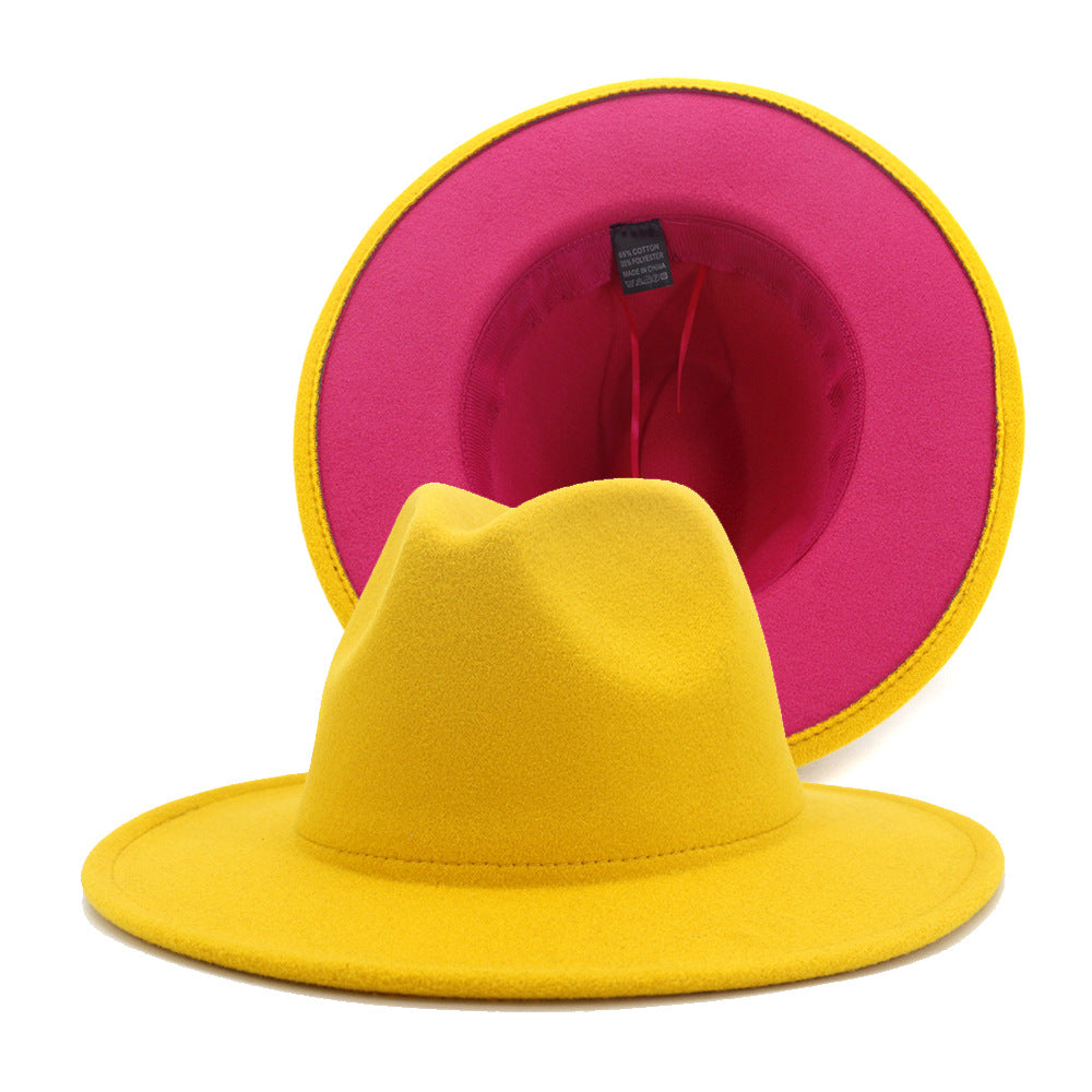 Fedora Hats Women Wholesale Felt Fedora Hats for Men Two Tone Hat Different Color Brim Fedora