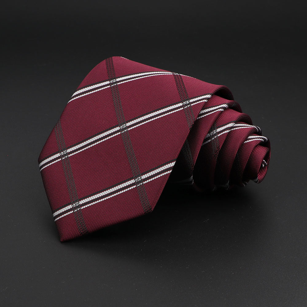 Men's Fashion Neckties Classic Stripe Red Navy Blue Business Formal Wedding Ties Jacquard Woven Solid Tie Polka Dots Neck Ties