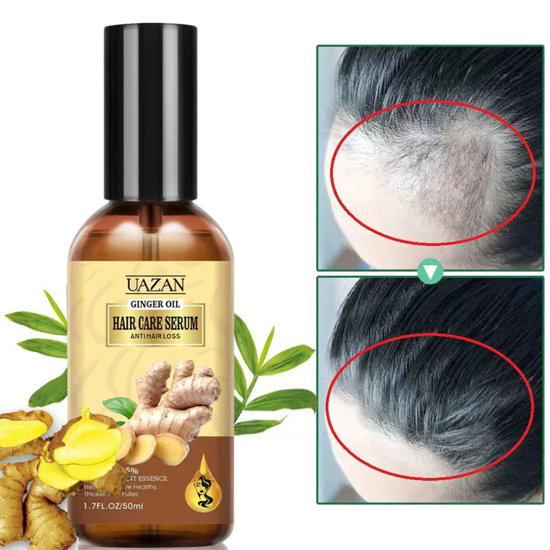 Wholesale 50ml UAZAN Organic Ginger Hair Care Serum Nourishing Scalp Repair Breakage Anti Hair Loss Ginger Hair Growth Oil