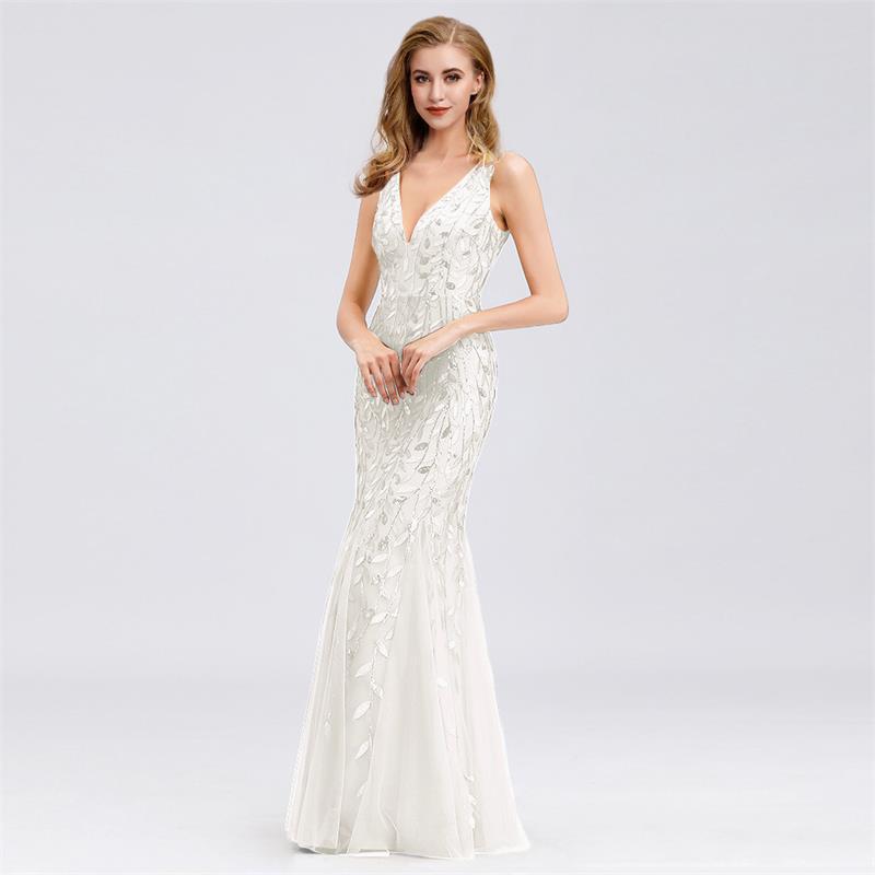 JY032 Sexy Princess Short Maxi Dress Sequin Evening v Neck Wedding Bridesmaid Dresses - My Store