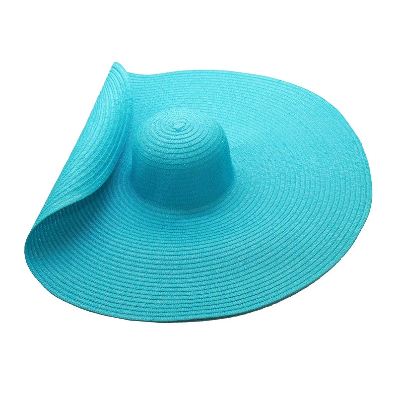 Super Bigger Brim Wide Straw Hats for Women Foldable Paper Beach Hat Summer Sun UV Hats Stage Cap Dropshipping Wholesale