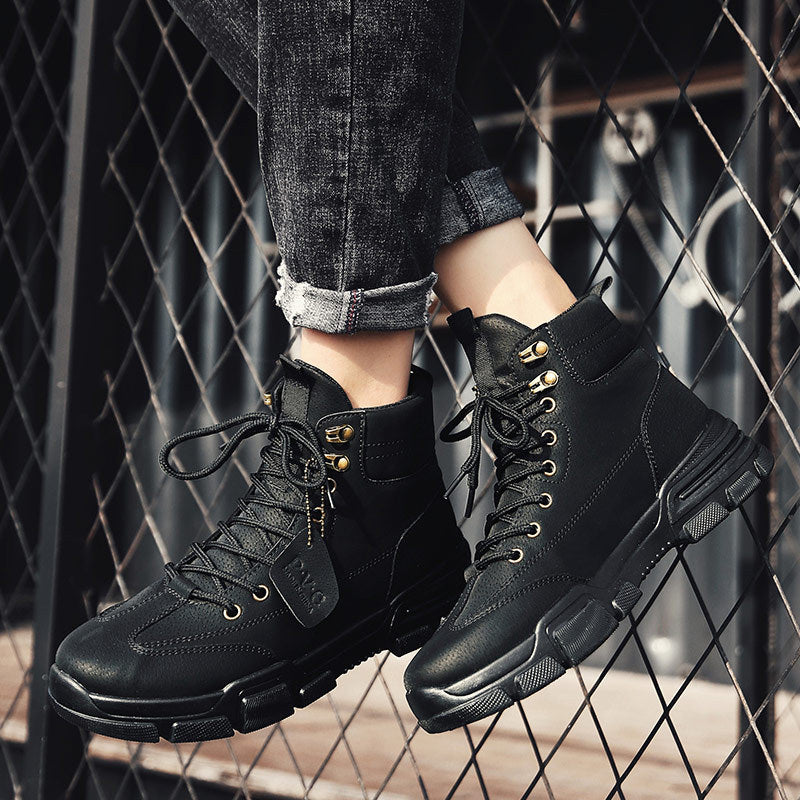 Autumn Winter Men's Rubber Snow Boots Warm Working Lace Up Boot Shoes