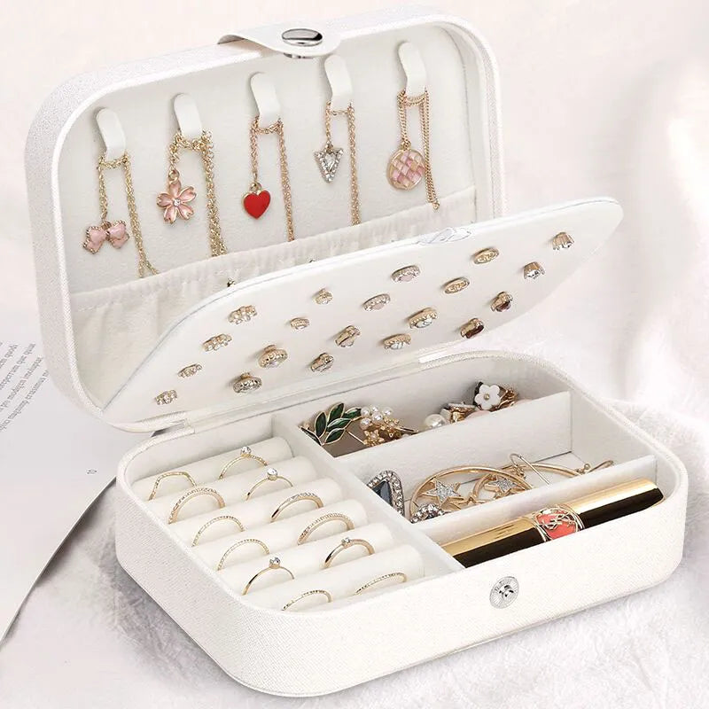 Jewelry Box for Earrings Ring Necklaces Storage PU Leather Box for Jewelry Portable Organizer for Jewelry Travel Jewelry Case