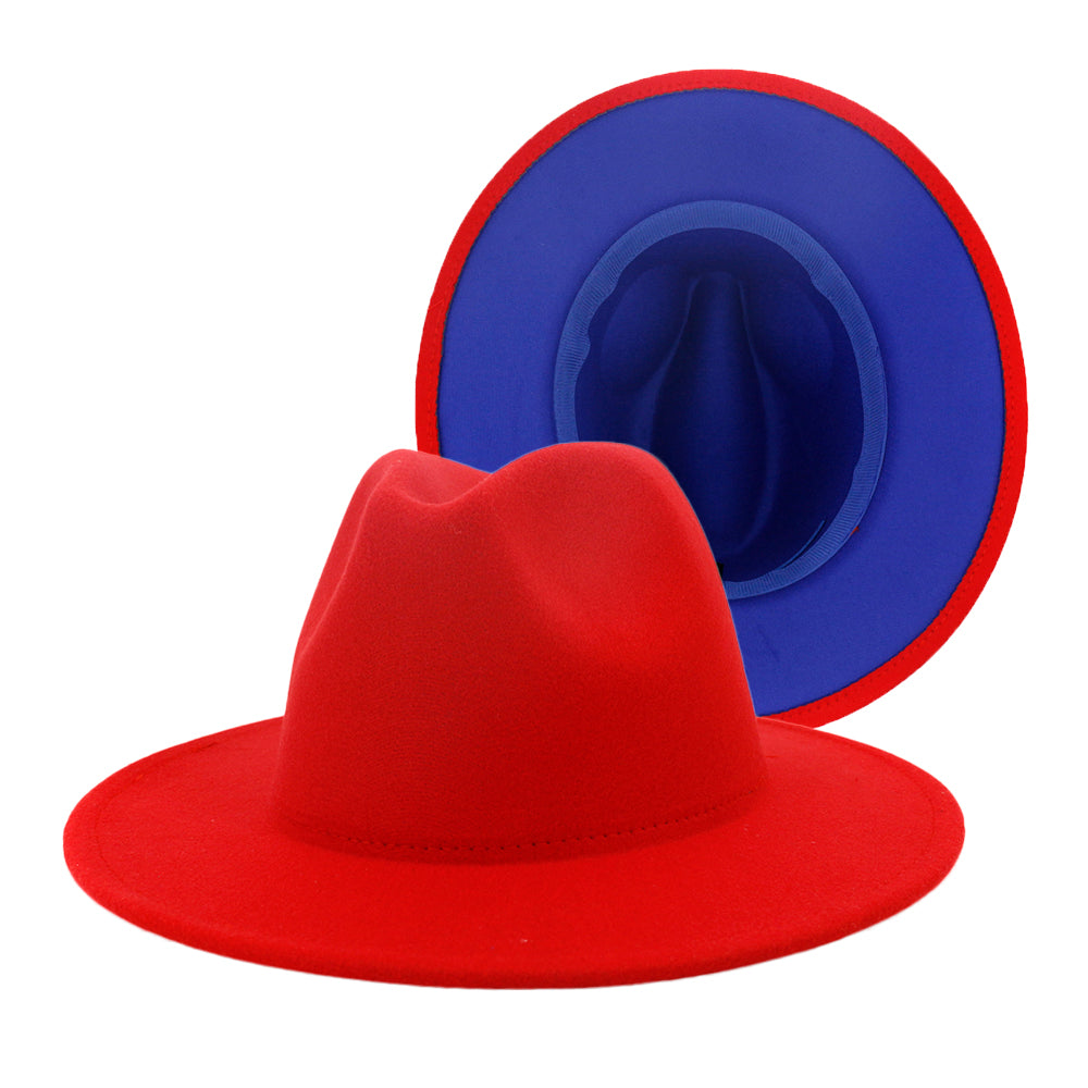 Fedora Hats Women Wholesale Felt Fedora Hats for Men Two Tone Hat Different Color Brim Fedora