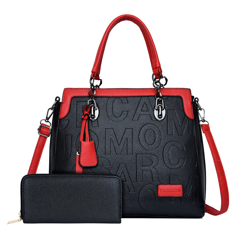 HONGRUI Unique Handbags Purse Wallet 2pcs Bag Set Emboss Handbag