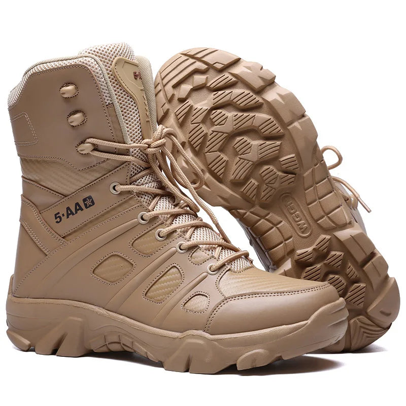 Brand Mens Boots Outdoor Leather Desert Combat Ankle Boot Light Comfortable Motorcycle Boots Work Men's Shoes Plus Size 39-47