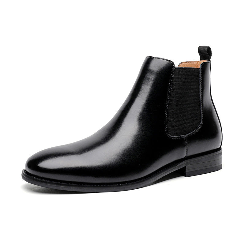 High Quality Men Genuine Leather Short Boot Outdoor Black Ankle Chelsea Boots
