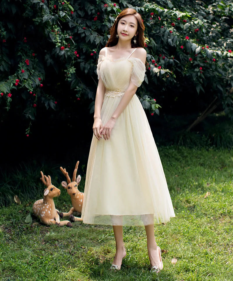 2022 Fashion Wedding Elegant Ruffles Lace Dress Formal Evening Party Dress Spaghetti Strap Long Bridesmaid Dresses - My Store