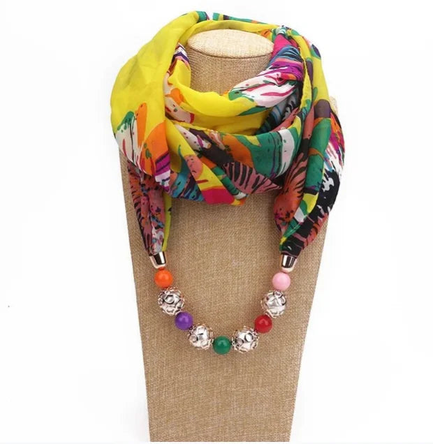 YLWHJJ Multi-Style Decorative Jewelry Necklace Resin Beads Pendant Scarf Women Foulard Femme Head Scarves Hijab Scarfs