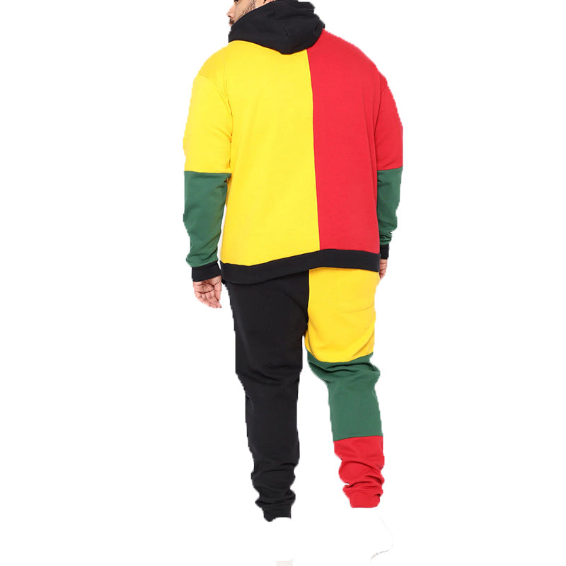 Men's Activewear Pullover Warm Tracksuit Color Block Sports Set Casual Sweat Suit