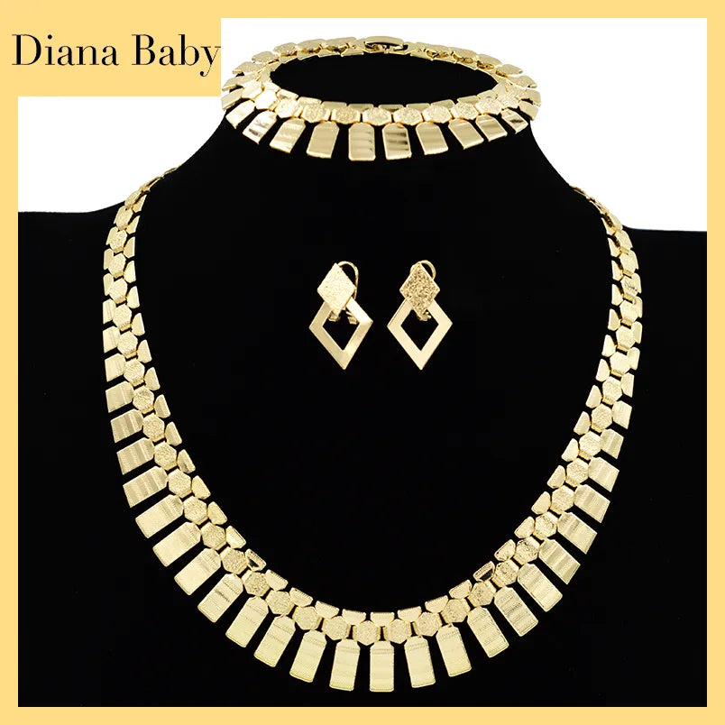 Diana Baby Jewelry Trendy Jewelry Set Big Collar Jewelry Set for Women Necklace Earrings Bracelet Set for Party Jewelry Findings