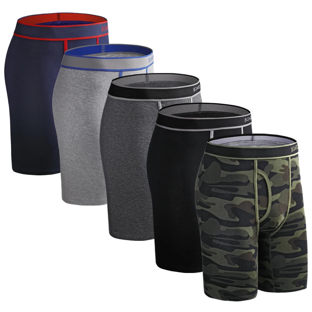 5pcs Long Boxer Mens Boxer Shorts Men Underwear Cotton Brand for Mens Underware Boxers Sexy Boxershorts Underpants Under Wear