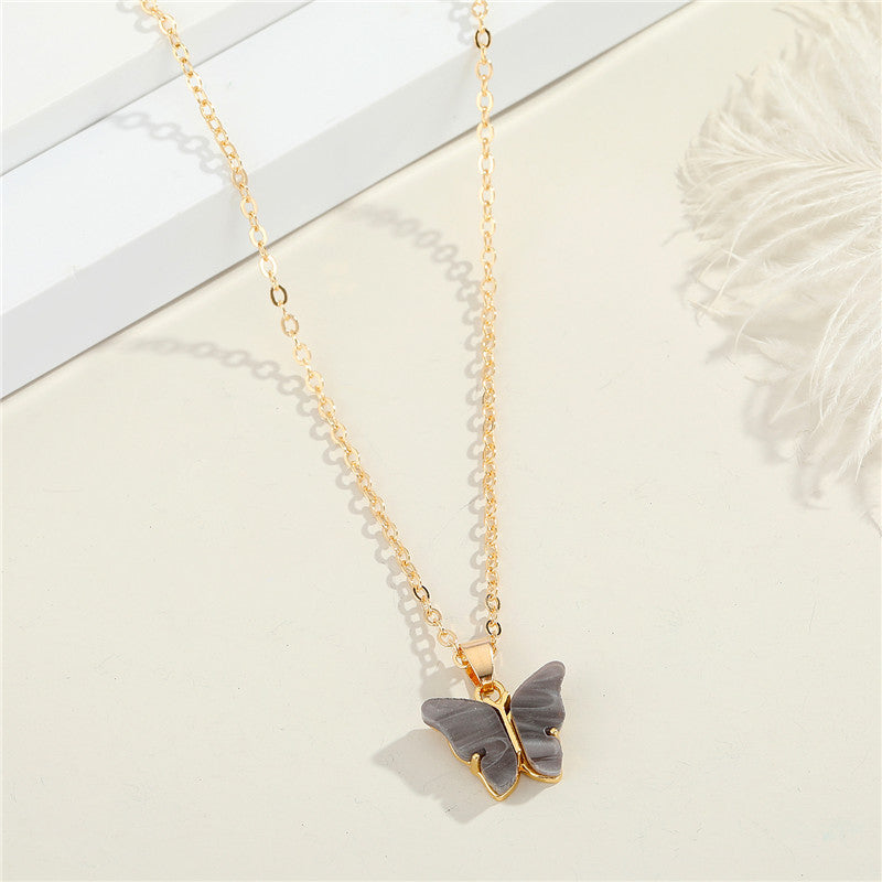 Wholesale Women Fashion Accessories Gold Plated Colorful Girlfriend Gift Butterfly Design Jewelry Women Jewellery Necklace