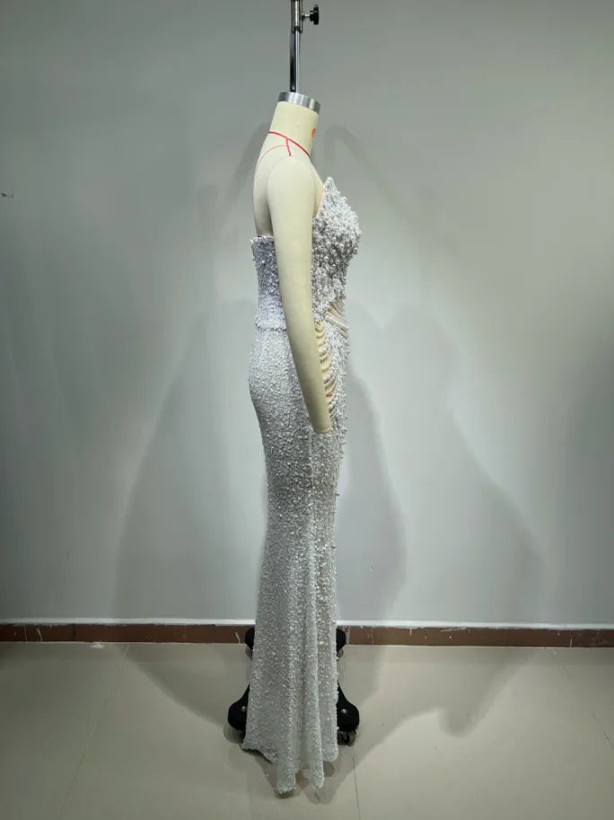 ED2612 Excellent Quality High Fashion Dress Pearl Dress Women Dresses Women for Join Wedding Strapless - My Store