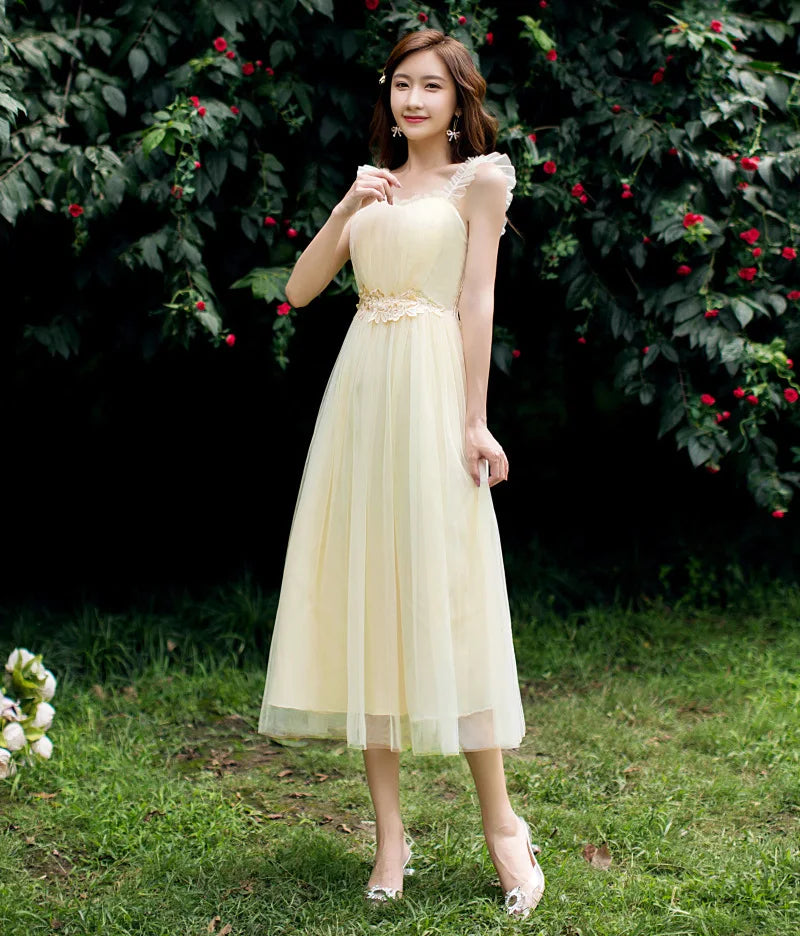 2022 Fashion Wedding Elegant Ruffles Lace Dress Formal Evening Party Dress Spaghetti Strap Long Bridesmaid Dresses - My Store
