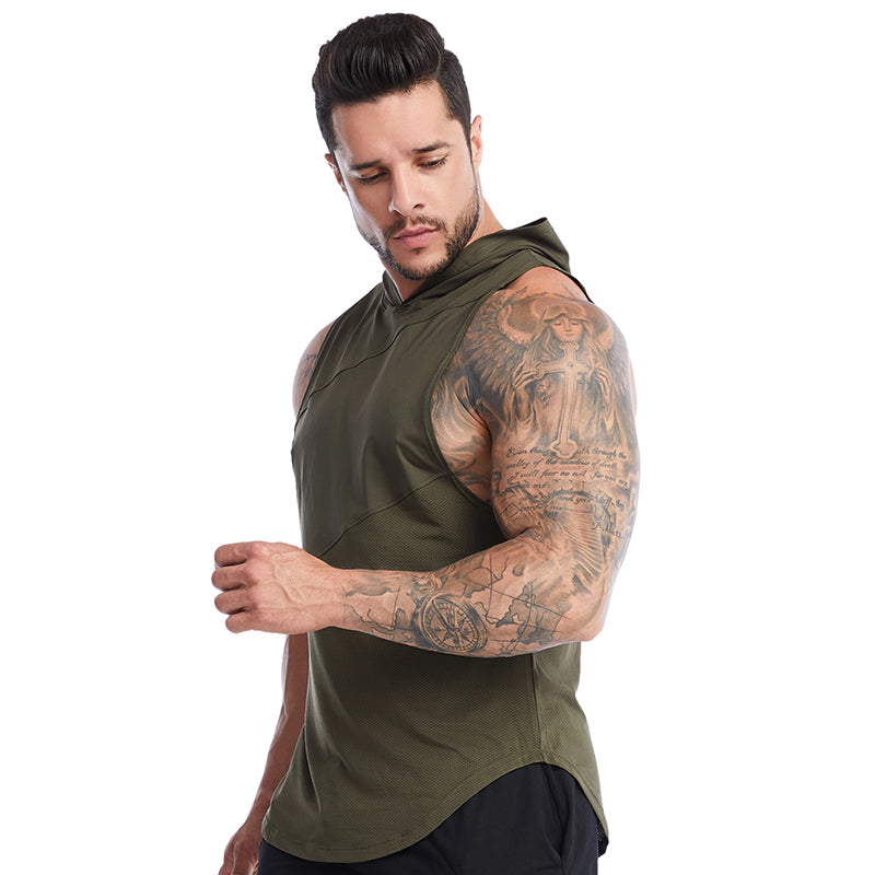 Vedo Sport Vest Dropshipping Custom Logo Polyester Sportswear Workout Fitness Custom Vests Muscle Hooded Tank Top GYM Activewear