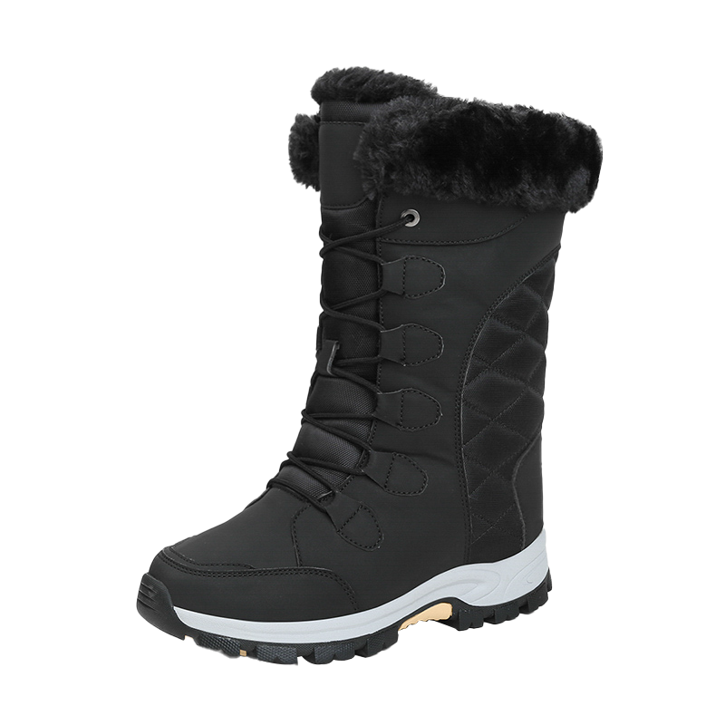 Women Snow Boots Fur Ankle Boot Female Bowtie Warmer Plush Suede Rubber Flat Slip on Fashion Platform Winter Boots Women
