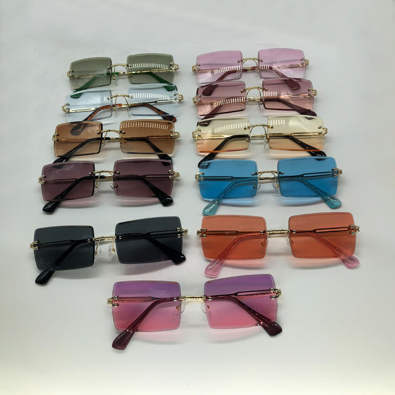 Fashionable Square Sunglasses Vintage Rimless Sunglasses 2022 Women  Custom  2022 Sunglasses