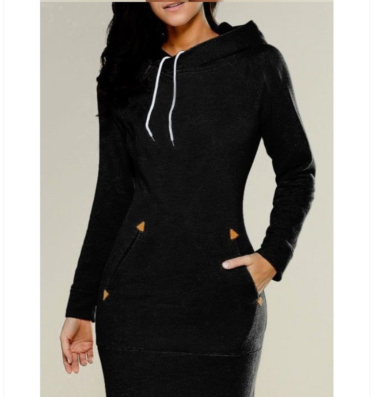 Dropshipping Solid Color Hoodie Dress Women Clothes Plus Size Women's Dresses Casual Dresses