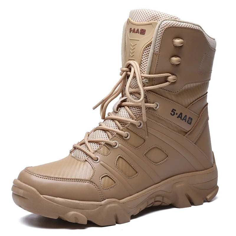 Brand Mens Boots Outdoor Leather Desert Combat Ankle Boot Light Comfortable Motorcycle Boots Work Men's Shoes Plus Size 39-47