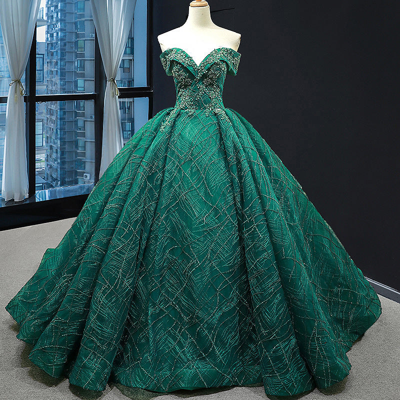 Women Luxurious Sequin Party Evening Dresses Elegant Ball Gown Wedding Dresses - My Store