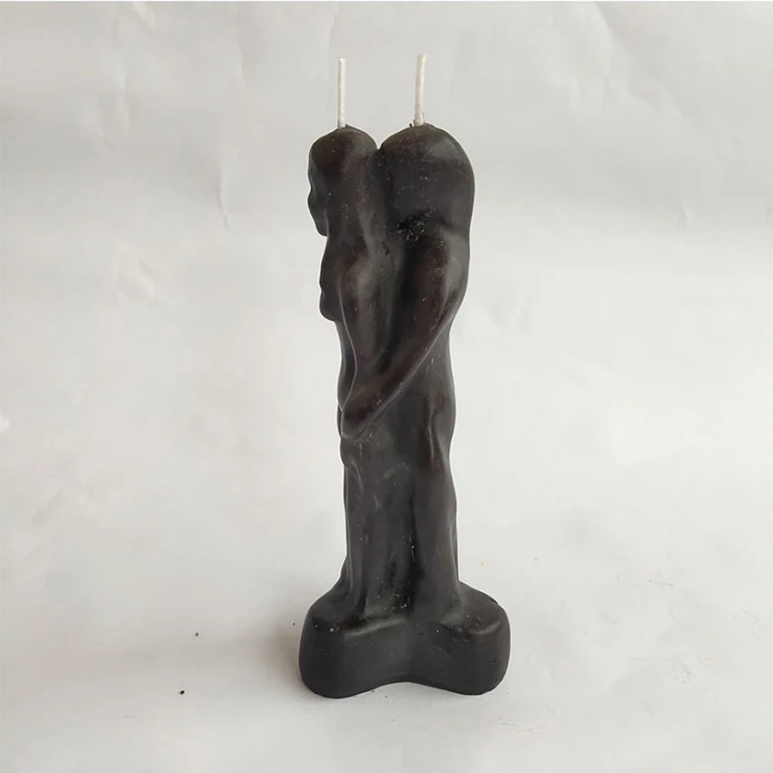 Figure Image Candle Man Holding Woman Shaped Candle, Love Couple Ritual Decorative Candles, Pink, Black, Red
