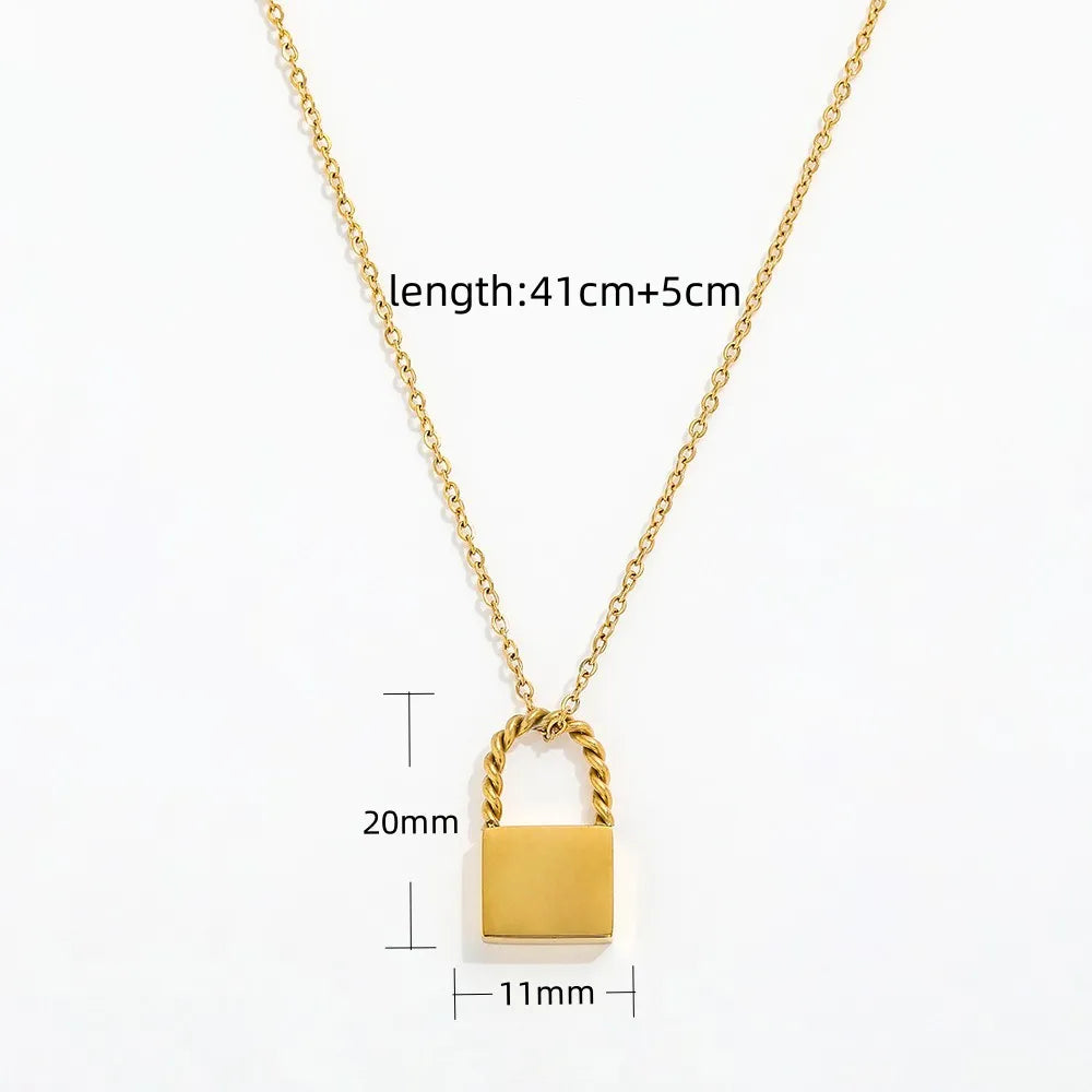 Joolim Jewelry 18K Gold Plated Padlock Pendant Necklace Stylish Stainless Steel Jewelry Gold Jewelry