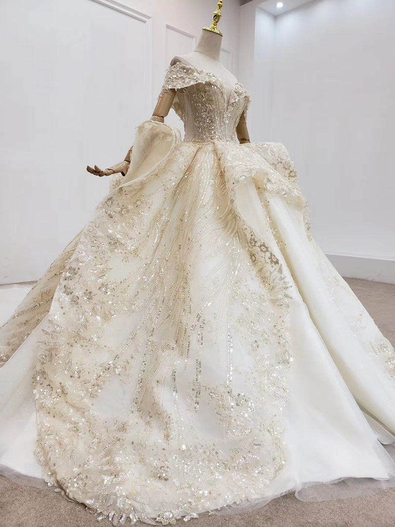 Novia Vestido De Luxury Sequin Beaded Mermaid Sexy Designer Plus Size Off Shoulder Wedding Bridal Dress Wedding Dresses - My Store